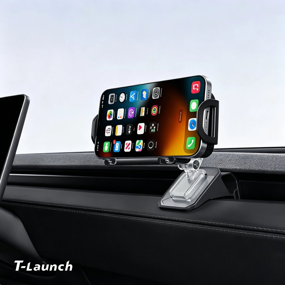 Electric Auto-Clamping & Rotating Wireless Charging Phone Holder for Tesla Model 3/Y/Y L 2024+ - T-Launch