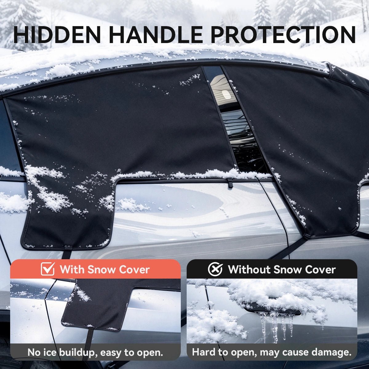 Windshield Side Window & Door Handle Full Snow Cover for Tesla Model 3/Y/S - T-Launch