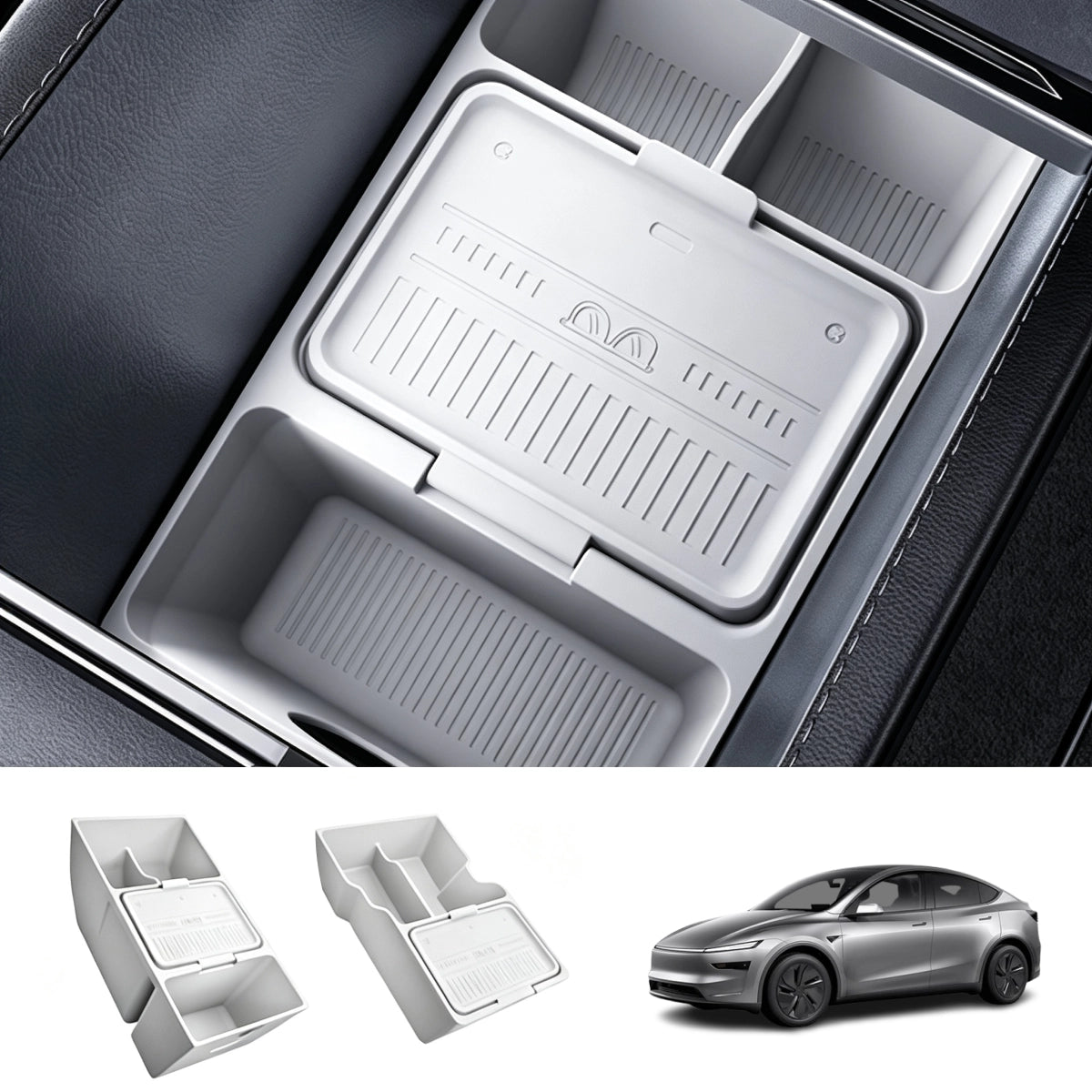 Center Console & Armrest Silicone Storage Organizer Set for Tesla Model Y/Y L 2025+ - T-Launch