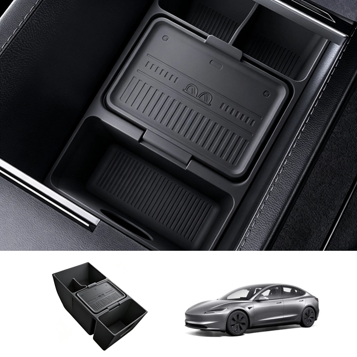 Center Console & Armrest Silicone Storage Organizer Set for Tesla Model 3 Highland 2024+ - T-Launch