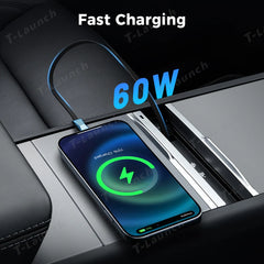 Fast-Charging GaN Center Console USB Hub Dock for Tesla Model Y Juniper 2025+