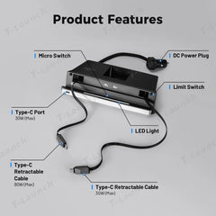 Fast-Charging GaN Center Console USB Hub Dock for Tesla Model Y Juniper 2025+