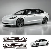 Chrome Delete Blackout Vinyl Overlay for 2017-2023 Tesla Model 3 - Matte Black - T-Launch