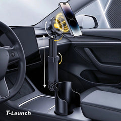Telescopic 360° Rotating Cup Holder Magnetic Phone & Ipad Mount for Tesla Model 3/Y/S/X - T-Launch