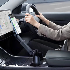 Telescopic 360° Rotating Cup Holder Magnetic Phone & Ipad Mount for Tesla Model 3/Y/S/X