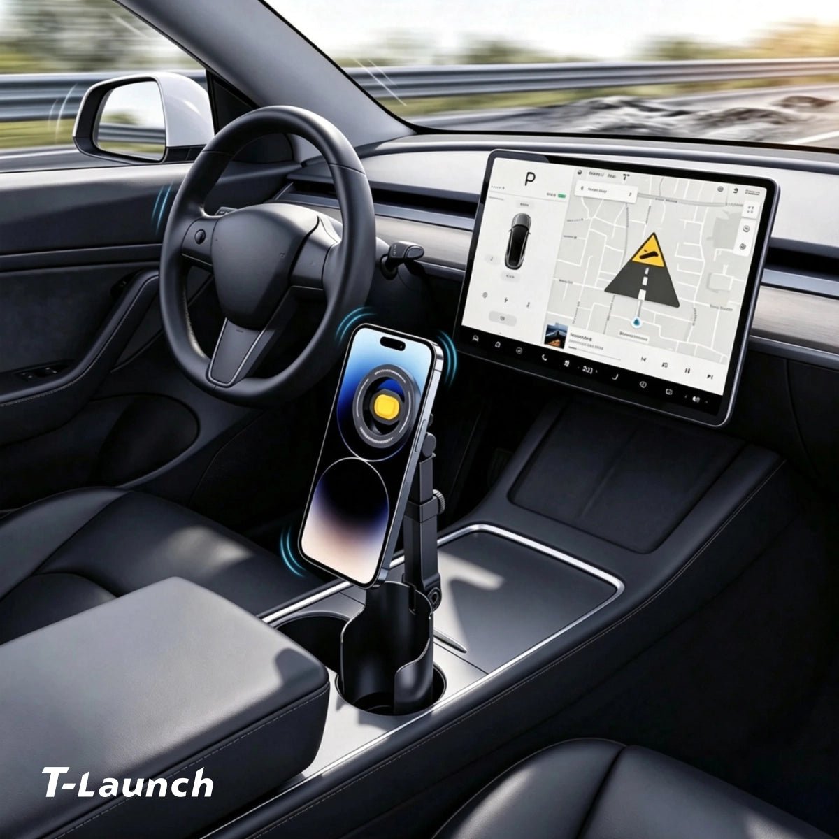 Telescopic 360° Rotating Cup Holder Magnetic Phone & Ipad Mount for Tesla Model 3/Y/S/X - T-Launch