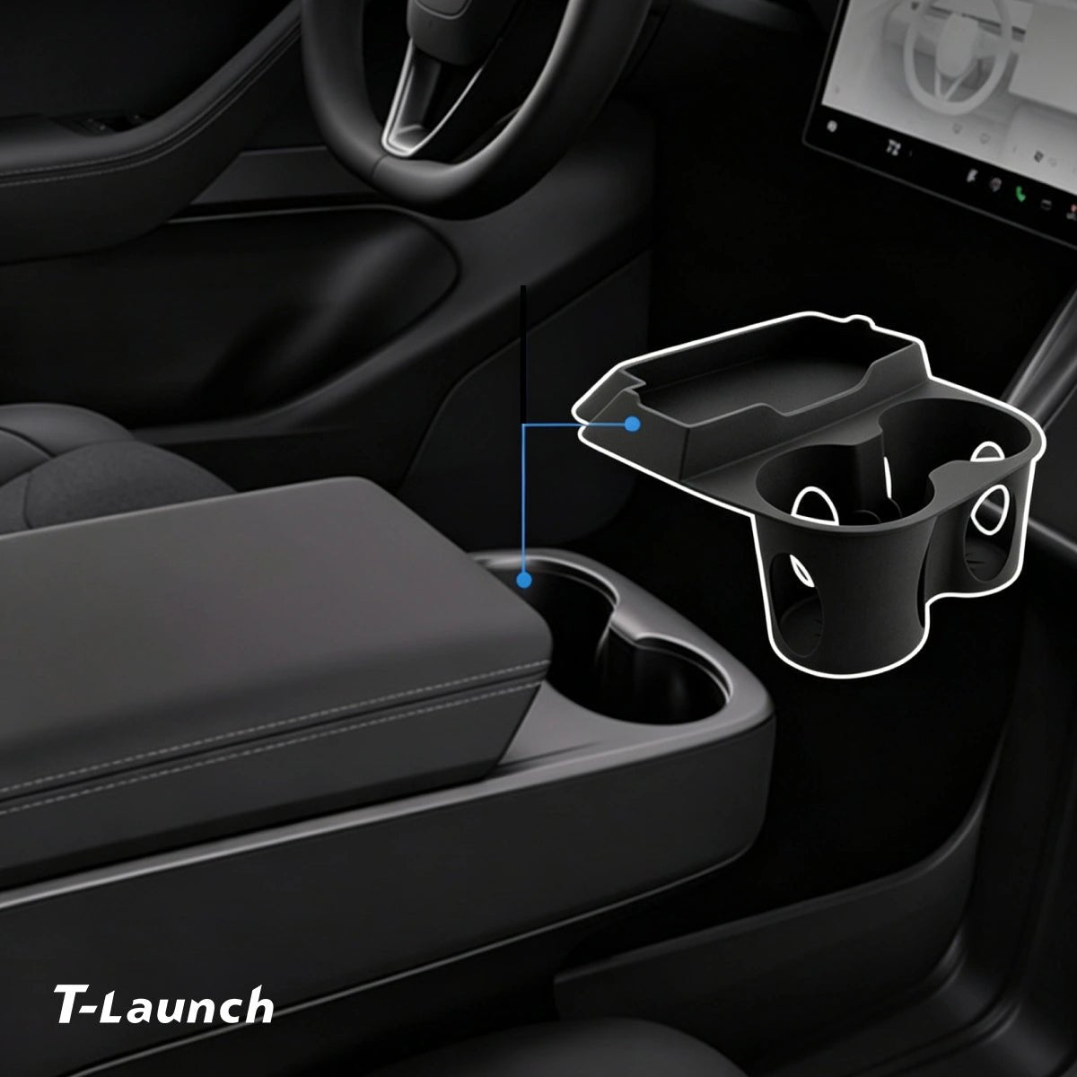 Center Console Cup Holder & Sunglasses Organizer for Tesla Model Y Standard 2025+ - T-Launch