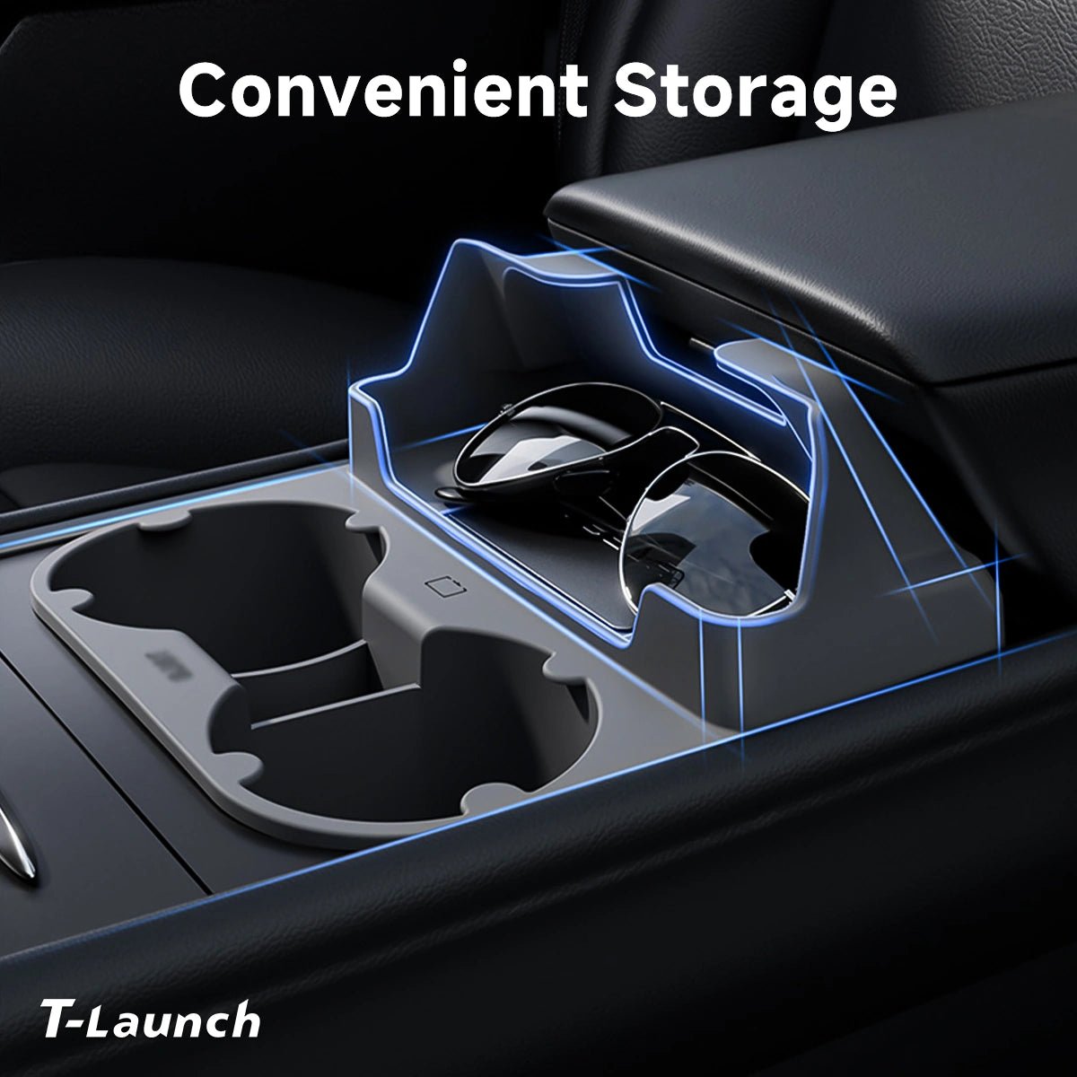 Center Console Cup Holder & Sunglasses Organizer for Tesla Model 3 2021-2023/Model Y 2021-2024 - T-Launch