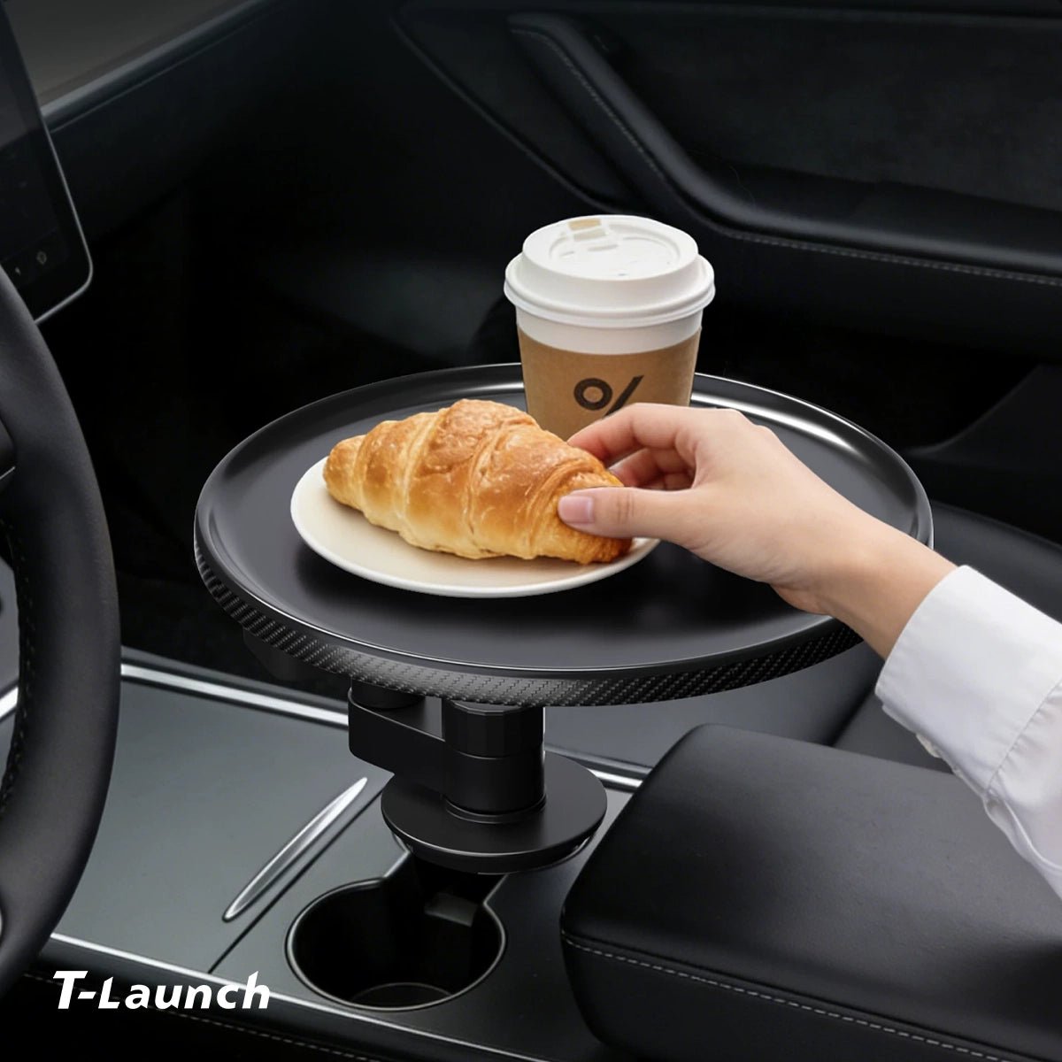 360° Rotatable Cup Holder Tray Table for Tesla Model 3/Y/S/X - T-Launch