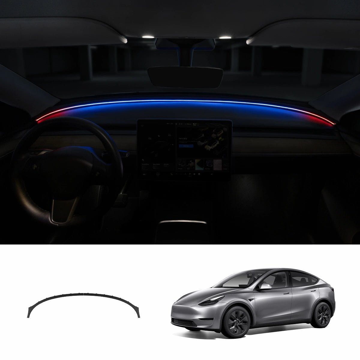 Juniper-Style Dashboard Ambient Light Kit with BSD Warning for Tesla Model Y 2020-2024 - T-Launch