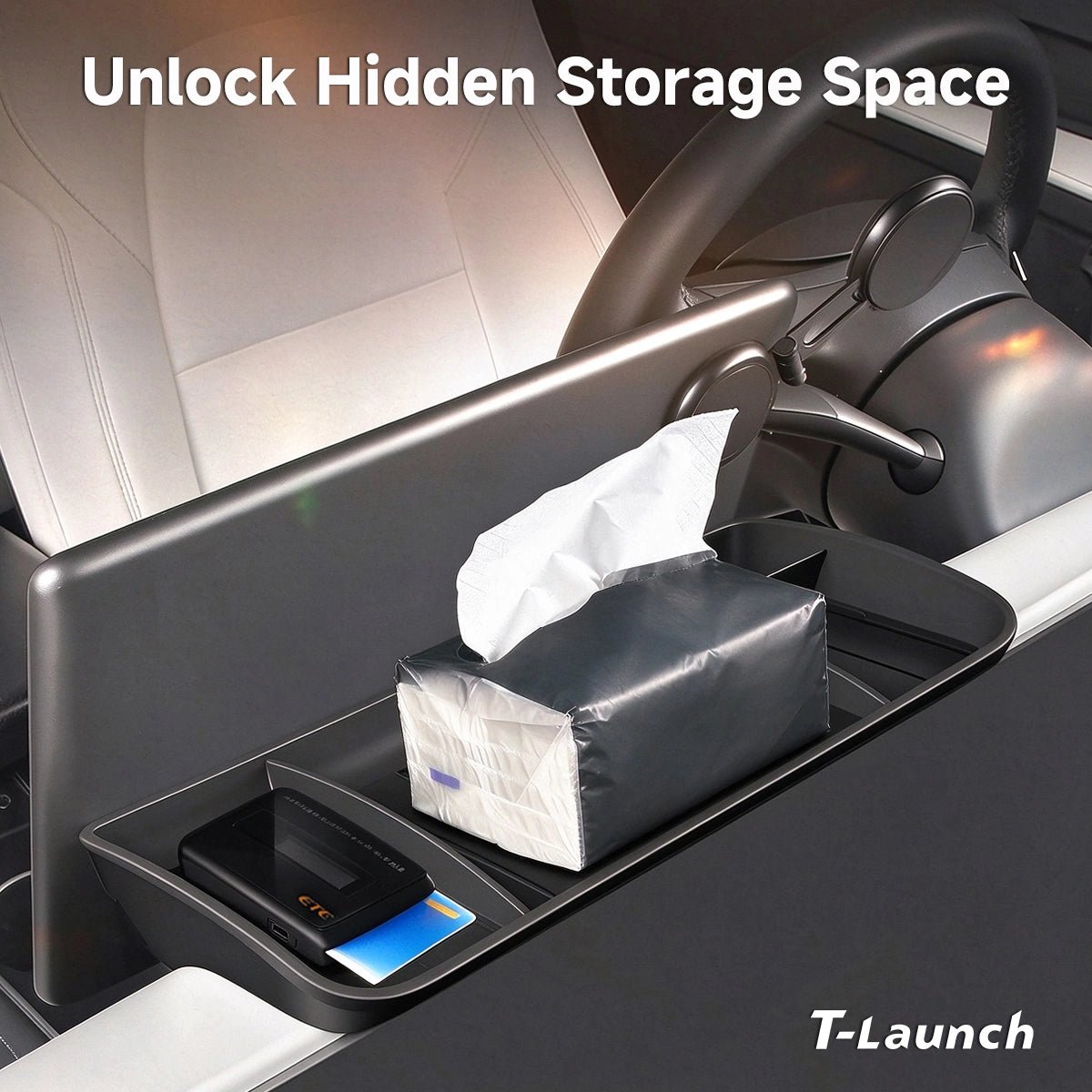 Silicone Hidden Dashboard Storage Tray for Tesla Model 3 (2017–2023) / Model Y (2020–2024) - T-Launch