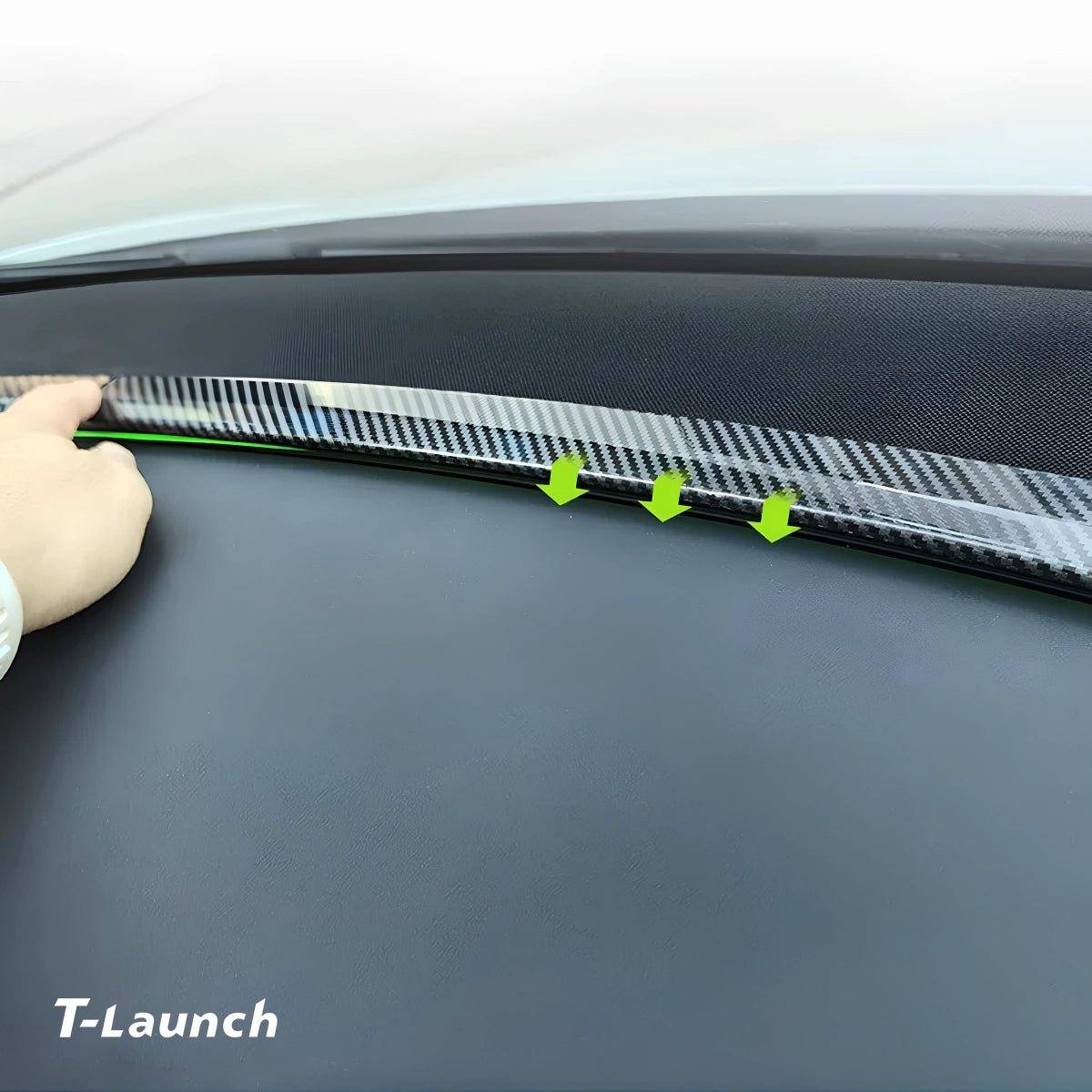 Carbon Fiber Style Dashboard Windshield Trim Strips for Tesla Model Y/Y L 2025+ - T-Launch