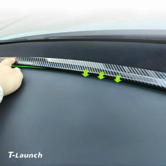 Carbon Fiber Style Dashboard Windshield Trim Strips for Tesla Model Y/Y L 2025+