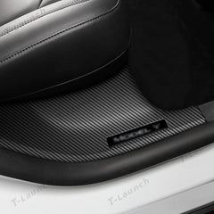 Kolfiberfärg Dörrtröskelskydd + Trunk Tröskelskydd för Tesla Model Y 2021-2024