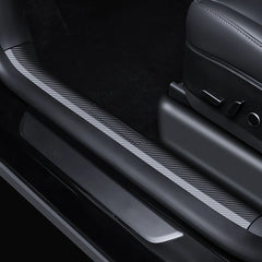 Kolfiberfärg Dörrtröskelskydd + Trunk Tröskelskydd för Tesla Model Y 2021-2024