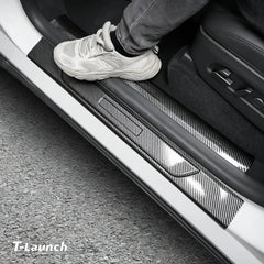 Carbon Fiber Style Door Sill Protectors for Tesla Model Y L 2026+ - T-Launch