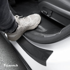 Carbon Fiber Style Door Sill Protectors for Tesla Model Y L 2026+