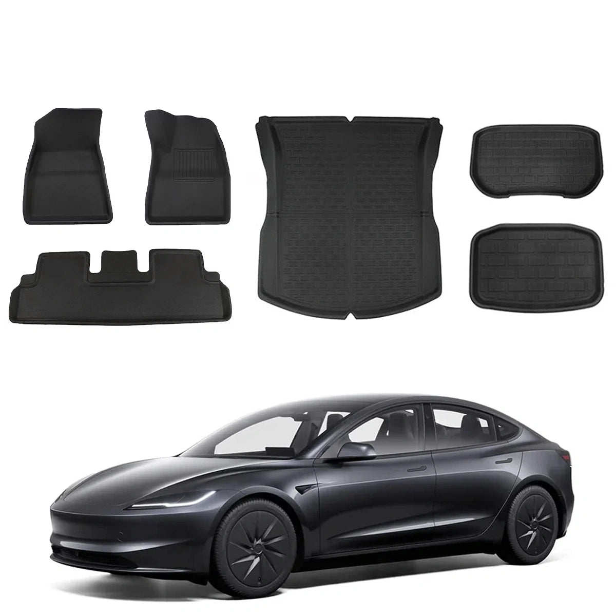 All Weather XPE Interior Floor Mats Cargo Liners Set for Tesla Model 3 Highland Standard 2025+ - T-Launch
