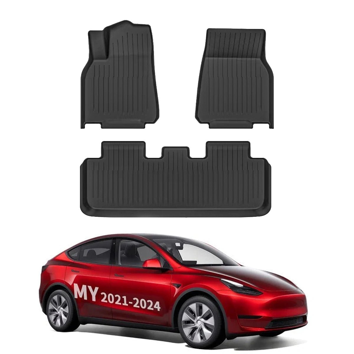 All Weather TPE Interior Floor Mats Cargo Liners Set for Tesla 2021-2024 Model Y - T-Launch