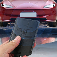 Premium Genuine Leather Key Card Holder for Tesla Model 3/Y (2017–2025+)