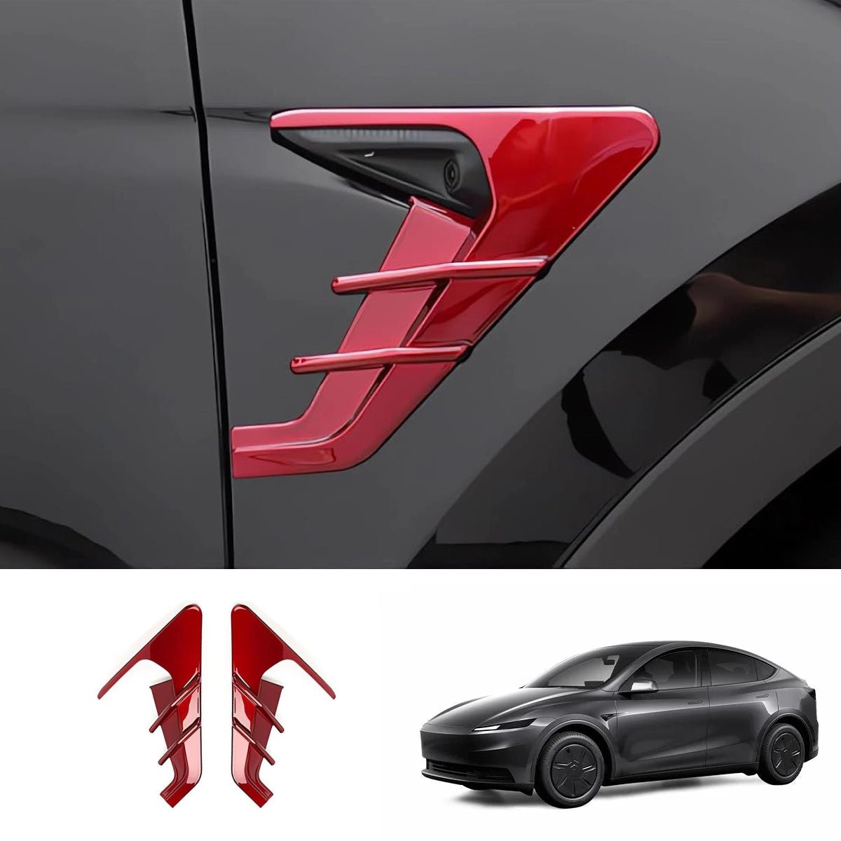 ABS Turn Signal & Camera Covers with Air Blades for 2026 New Tesla Model Y Standard - T-Launch