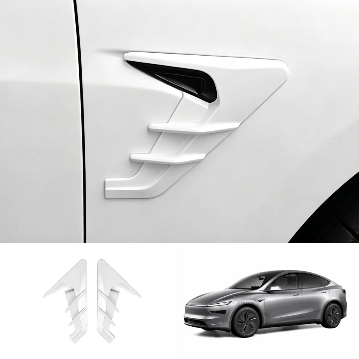ABS Turn Signal & Camera Covers with Air Blades for Tesla Model Y Juniper 2025+ - T-Launch