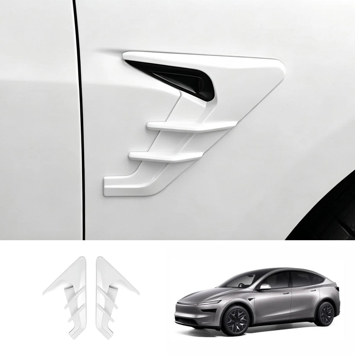ABS Turn Signal & Side Camera Covers with Air Blades for Tesla Model Y L 6-Seater 2026+ - T-Launch