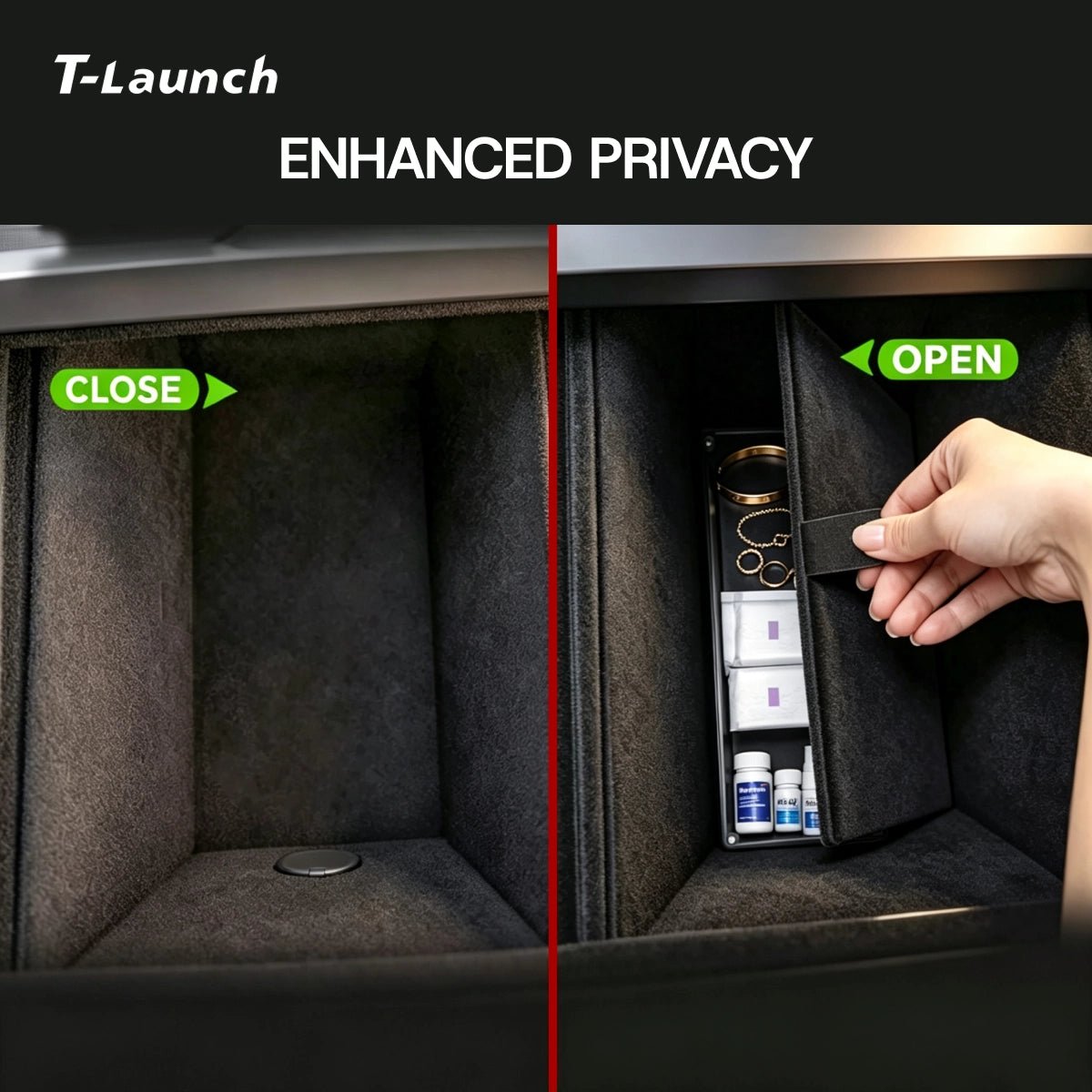 Hidden Center Console Storage Box for Tesla Model Y/Y L 2025+ - T-Launch