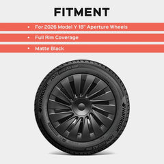 Aero Straight-Spoke Style Hubcaps Wheel Covers for 2026 Tesla Model Y 18'' Aperture Wheels (Set of 4)
