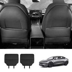 Nappa Leather Front Seat Back Kick Protectors for Tesla Model 3/Y/YL 2024+ (2 PCS)