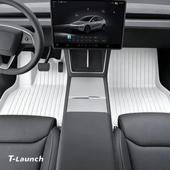 White All-Weather TPE Floor Mats for Tesla Model Y L 2026+ - T-Launch