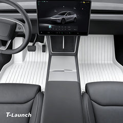 White All-Weather TPE Floor Mats for Tesla Model Y L 2026+