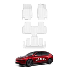 White All-Weather TPE Floor Mats for Tesla Model Y L 2026+