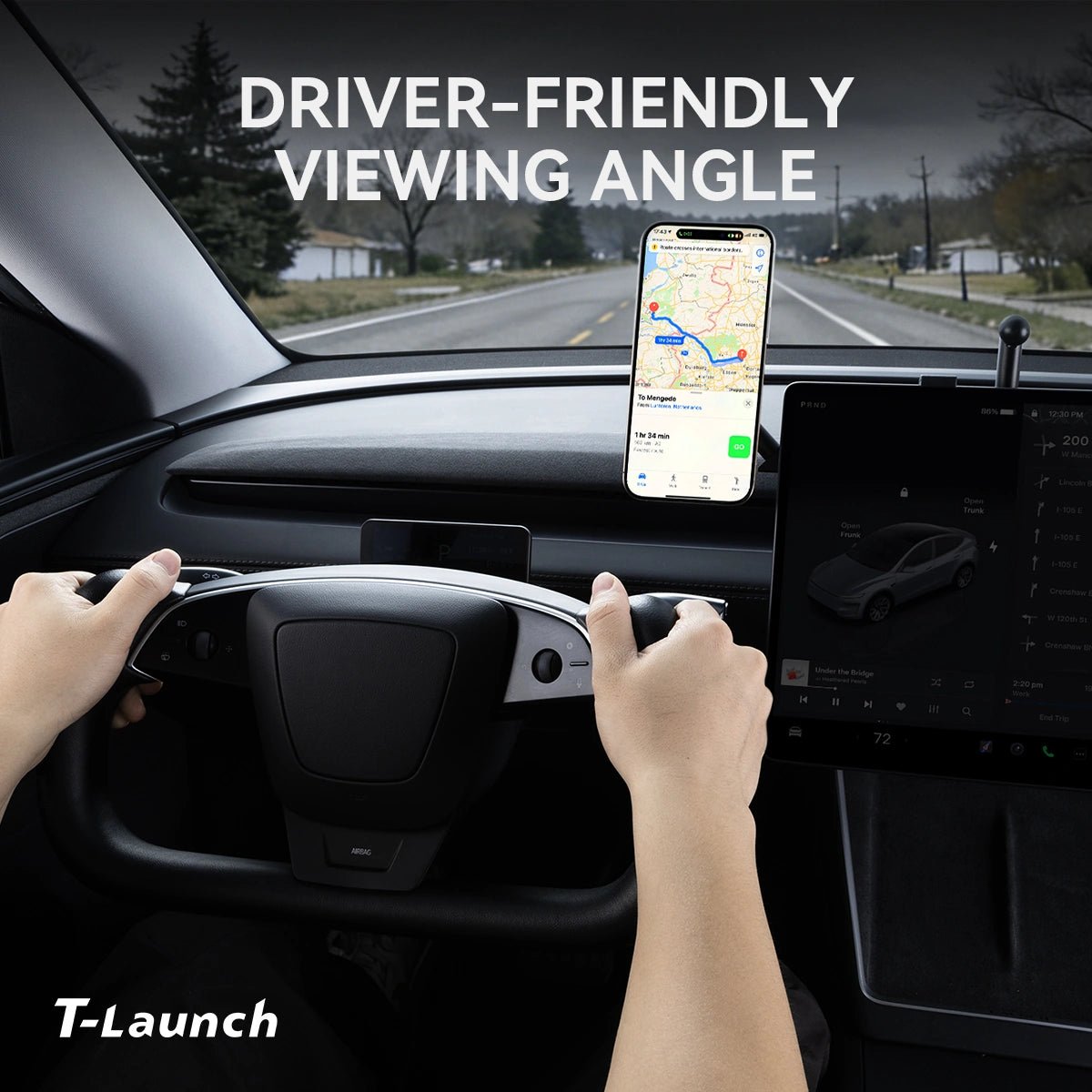 Modular Screen Back Multi‑Device Expansion Mount for Tesla Model 3/Y/S/X/Cybertruck - T-Launch