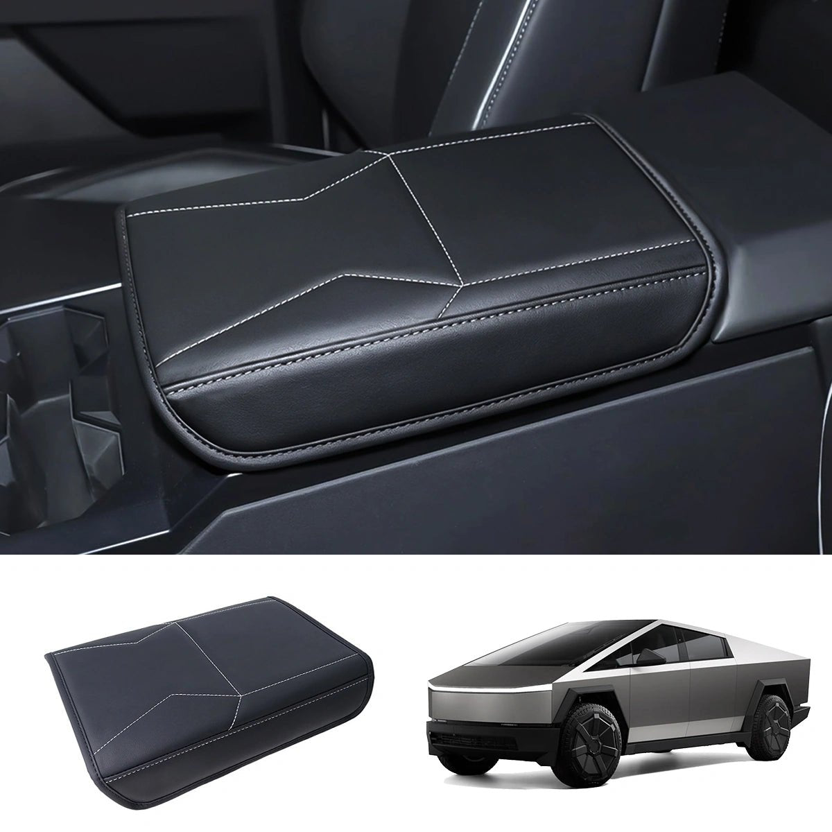 Nappa Leather Center Console Armrest Cover for Tesla Cybertruck 2024+ - T-Launch