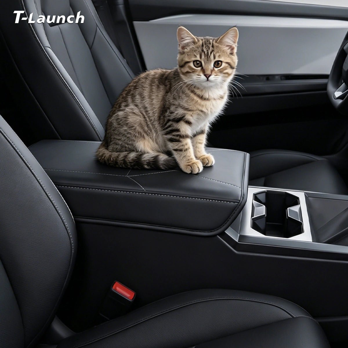 Nappa Leather Center Console Armrest Cover for Tesla Cybertruck 2024+ - T-Launch