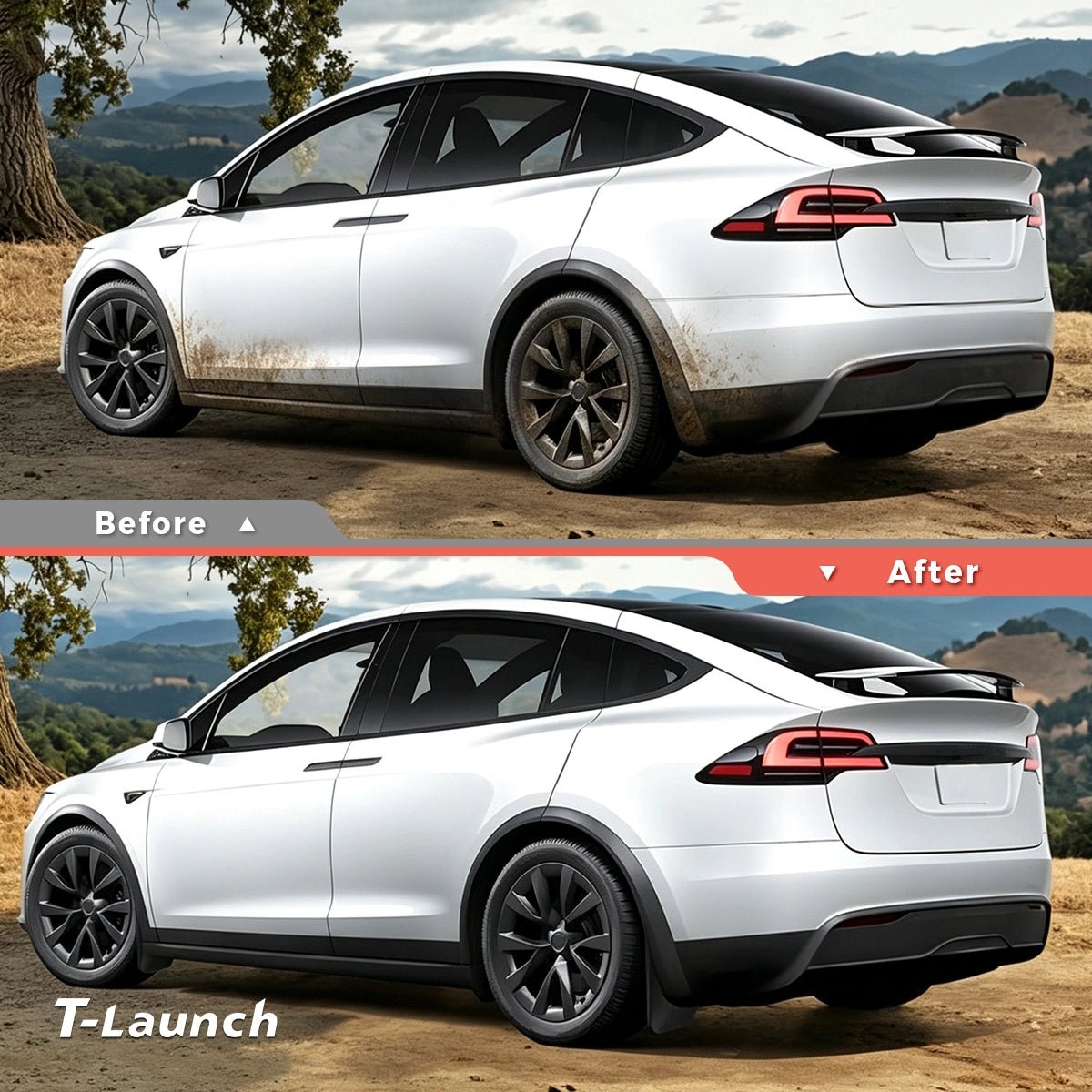 No-Drill Front & Rear Mud Flaps Splash Guards for Tesla Model X 2023-2026 - T-Launch