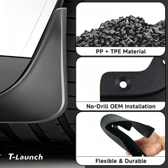 No-Drill Front & Rear Mud Flaps Splash Guards for Tesla Model X 2023-2026