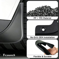 No-Drill Front & Rear Mud Flaps Splash Guards for Tesla Model X 2023-2026 - T-Launch
