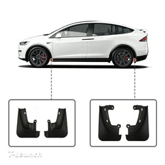 No-Drill Front & Rear Mud Flaps Splash Guards for Tesla Model X 2023-2026