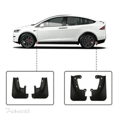 No-Drill Front & Rear Mud Flaps Splash Guards for Tesla Model X 2023-2026 - T-Launch