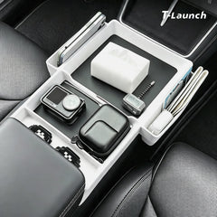 Center Console Upper Organizer Tray with Side Storage Pockets for Tesla Model 3/Y/YL 2024+