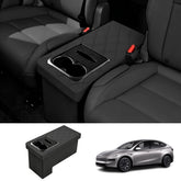 Foldable Rear Seat Storage Box with Cup Holders for Tesla Model Y L 2026+