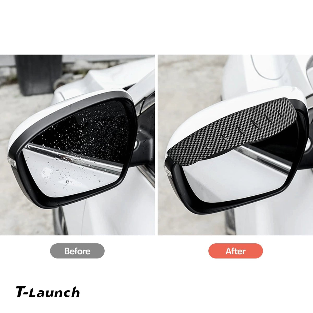 Carbon Fiber Style Rear View Mirror Rain Visors for Tesla 3/Y/S/X/Cybertruck - T-Launch