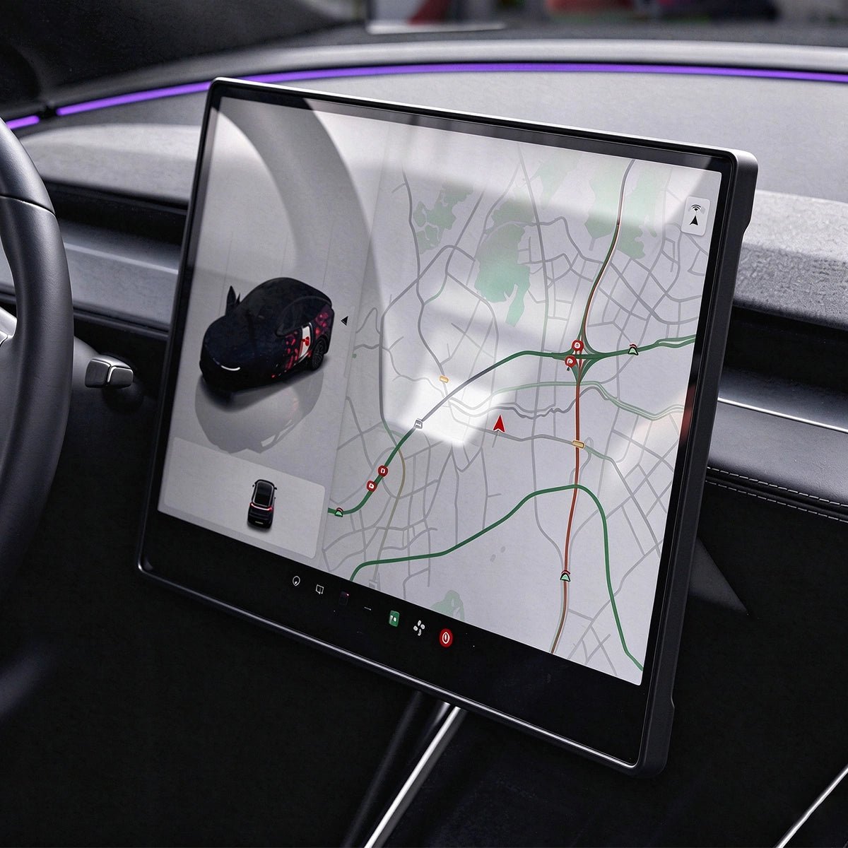 All-in-One Tempered Glass Screen Protector & Frame Cover for Tesla Model 3 Highland/Model Y Juniper/Model Y L 2026+ - T-Launch