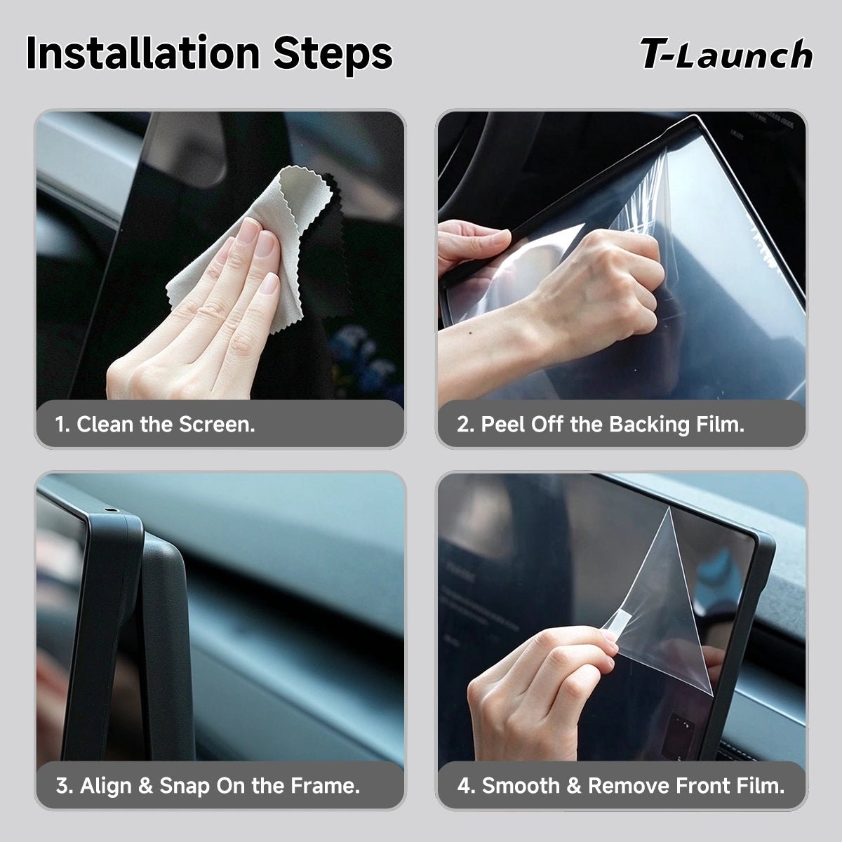 All-in-One Tempered Glass Screen Protector & Frame Cover for Tesla Model 3 Highland/Model Y Juniper/Model Y L 2026+ - T-Launch
