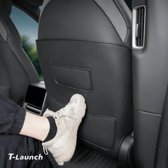 Nappa Leather Front Seat Back Kick Mats for Tesla Model Y L 2026+