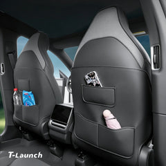 Nappa Leather Front Seat Back Kick Mats for Tesla Model YL 2026+