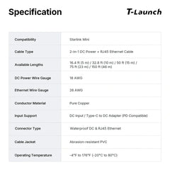 Cavo Starlink Mini - Ethernet e alimentazione 2 in 1, RJ45 e DC