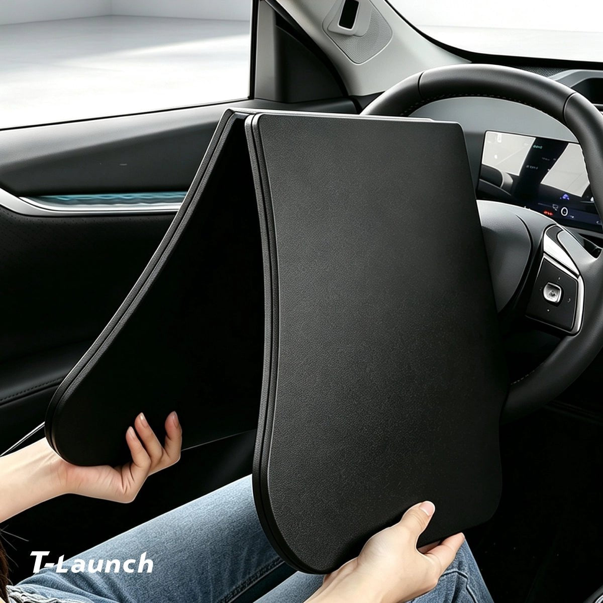 Nappa Leather Foldable Steering Wheel Table for Tesla Model 3/Y - T-Launch